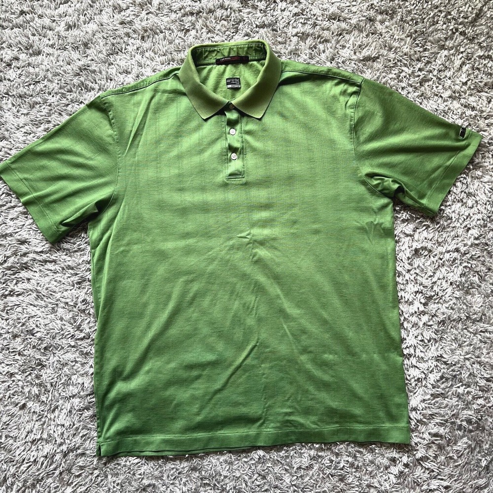 Tiger Woods Collection Polo Shirt Mens Large Blue Striped Nike Fit Dry